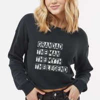 Grandad Man The Myth Legend Fathers Day Cropped Pullover Crew