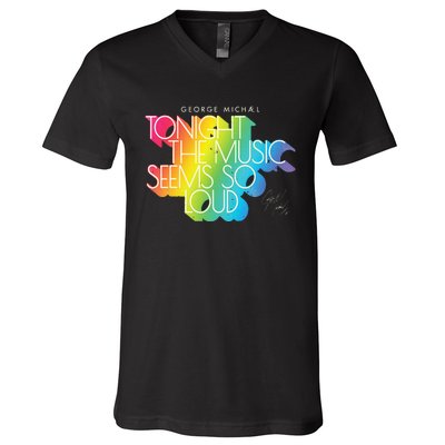 George Michael Tonight The Music Retro Rainbow V-Neck T-Shirt