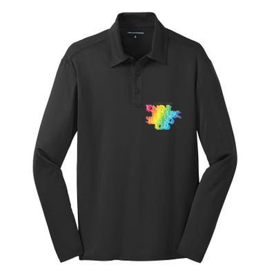 George Michael Tonight The Music Retro Rainbow Silk Touch Performance Long Sleeve Polo