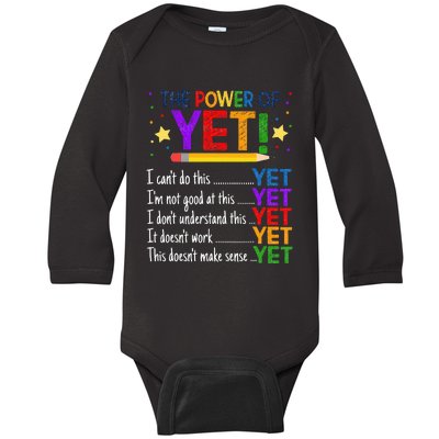 Growth Mindset Teacher Kindness Power Of Yet Inspirational Baby Long Sleeve Bodysuit