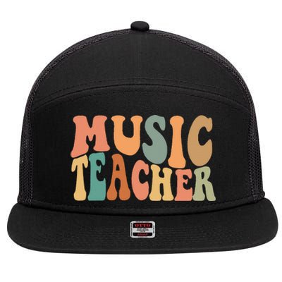 Groovy Music Teacher Cute Back to School Supplies  7 Panel Mesh Trucker Snapback Hat