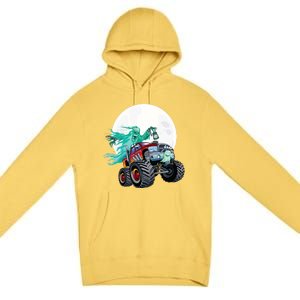 Ghost Monster Truck Funny Creepy Halloween Spirit Scary Gift Premium Pullover Hoodie