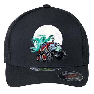 Ghost Monster Truck Funny Creepy Halloween Spirit Scary Gift Flexfit Unipanel Trucker Cap