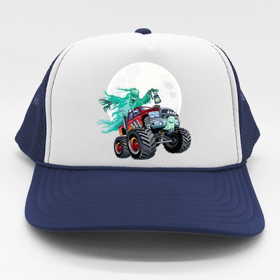 Ghost Monster Truck Funny Creepy Halloween Spirit Scary Gift Trucker Hat