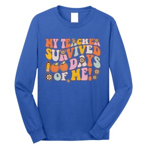 Groovy My Teacher Survived 100 Days Of Me Funny 100th Day Meaningful Gift Long Sleeve Shirt