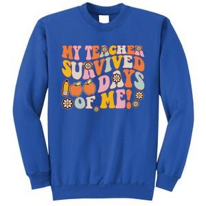 Groovy My Teacher Survived 100 Days Of Me Funny 100th Day Meaningful Gift Sweatshirt