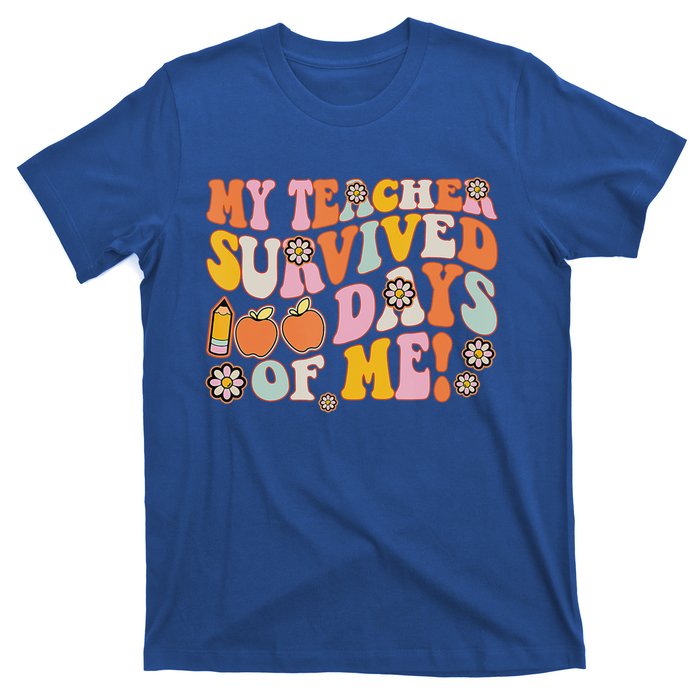 Groovy My Teacher Survived 100 Days Of Me Funny 100th Day Meaningful Gift T-Shirt