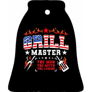 Grill Master USA Flag Bbq 4th Of July Father Day Ceramic Bell Ornament