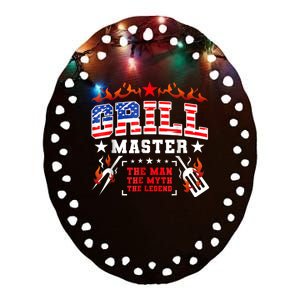 Grill Master USA Flag Bbq 4th Of July Father Day Ceramic Oval Ornament