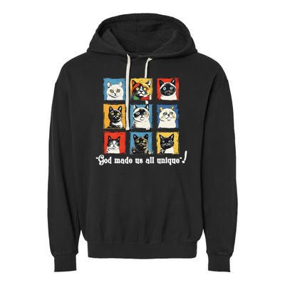 god made us all unique diversity variety feline christian Garment-Dyed Fleece Hoodie