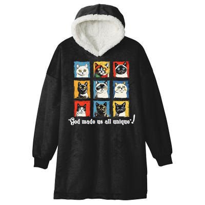 god made us all unique diversity variety feline christian Hooded Wearable Blanket