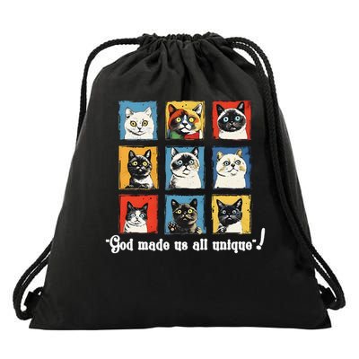 god made us all unique diversity variety feline christian Drawstring Bag