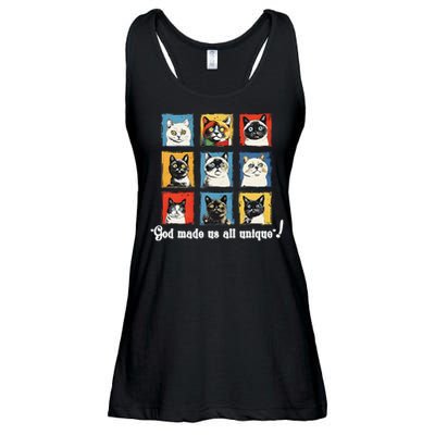 god made us all unique diversity variety feline christian Ladies Essential Flowy Tank