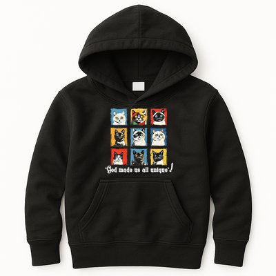 god made us all unique diversity variety feline christian Kids Hoodie