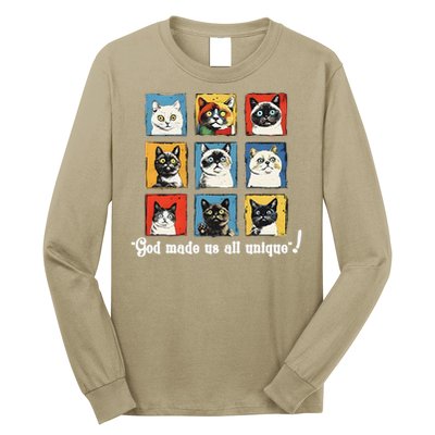 god made us all unique diversity variety feline christian Long Sleeve Shirt
