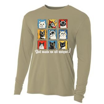 god made us all unique diversity variety feline christian Cooling Performance Long Sleeve Crew