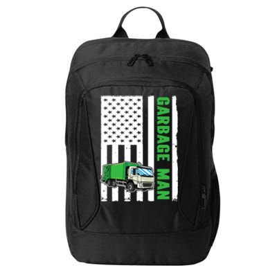 Garbage Man US Flag Garbage Truck City Backpack