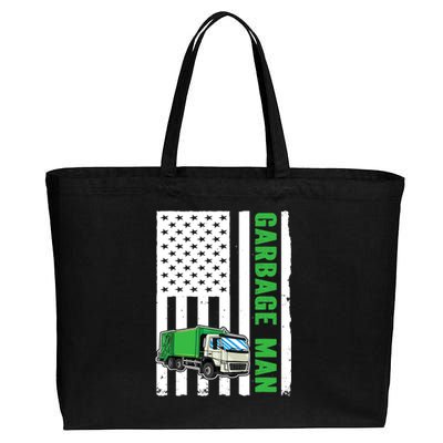 Garbage Man US Flag Garbage Truck Cotton Canvas Jumbo Tote