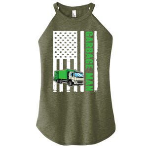 Garbage Man US Flag Garbage Truck Women’s Perfect Tri Rocker Tank