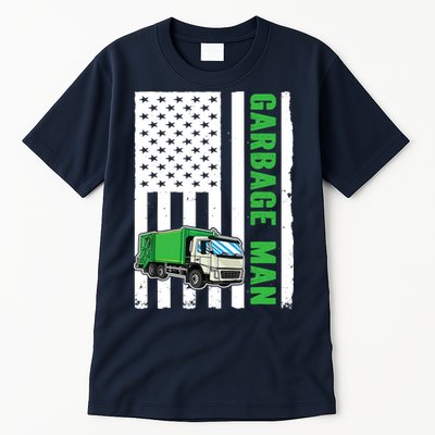 Garbage Man US Flag Garbage Truck Tall T-Shirt