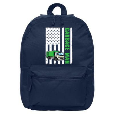 Garbage Man US Flag Garbage Truck 16 in Basic Backpack