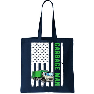 Garbage Man US Flag Garbage Truck Tote Bag