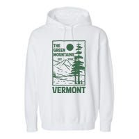 Green Mountains Vermont Family Vacation Hiking Vintage Garment-Dyed Fleece Hoodie