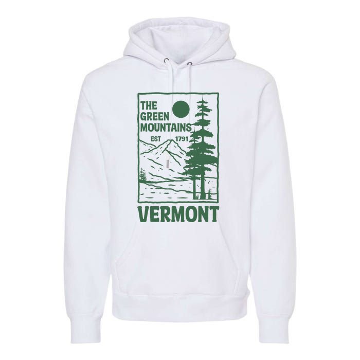 Green Mountains Vermont Family Vacation Hiking Vintage Premium Hoodie