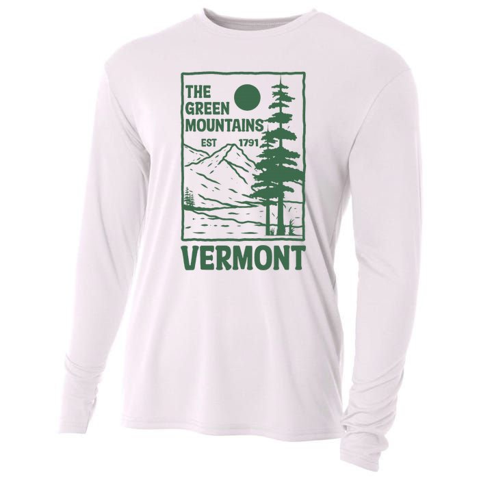 Green Mountains Vermont Family Vacation Hiking Vintage Cooling Performance Long Sleeve Crew