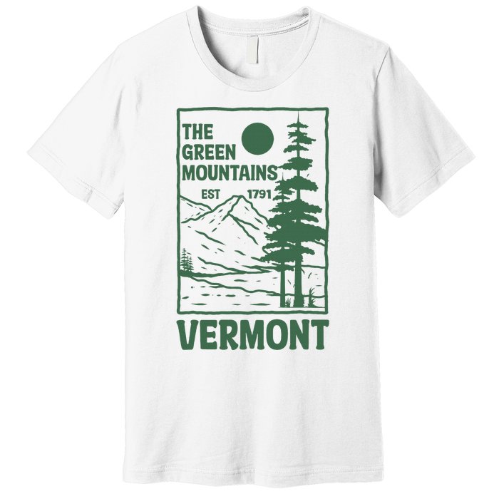 Green Mountains Vermont Family Vacation Hiking Vintage Premium T-Shirt