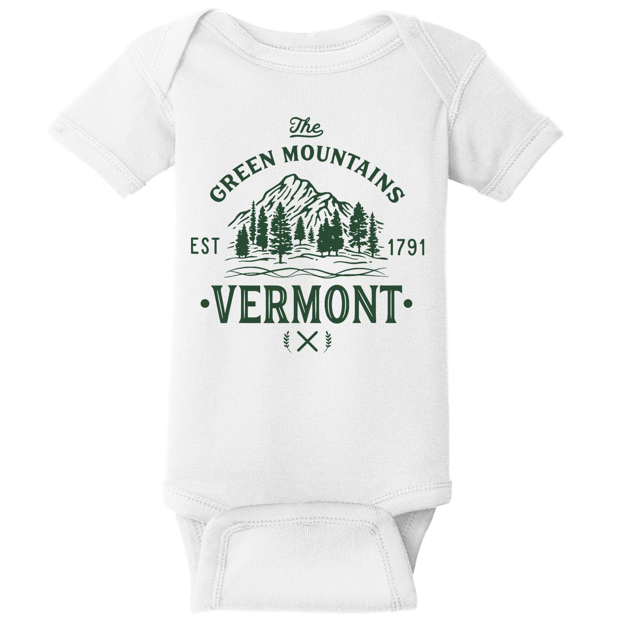 Green Mountains Vermont Vacation Baby Bodysuit