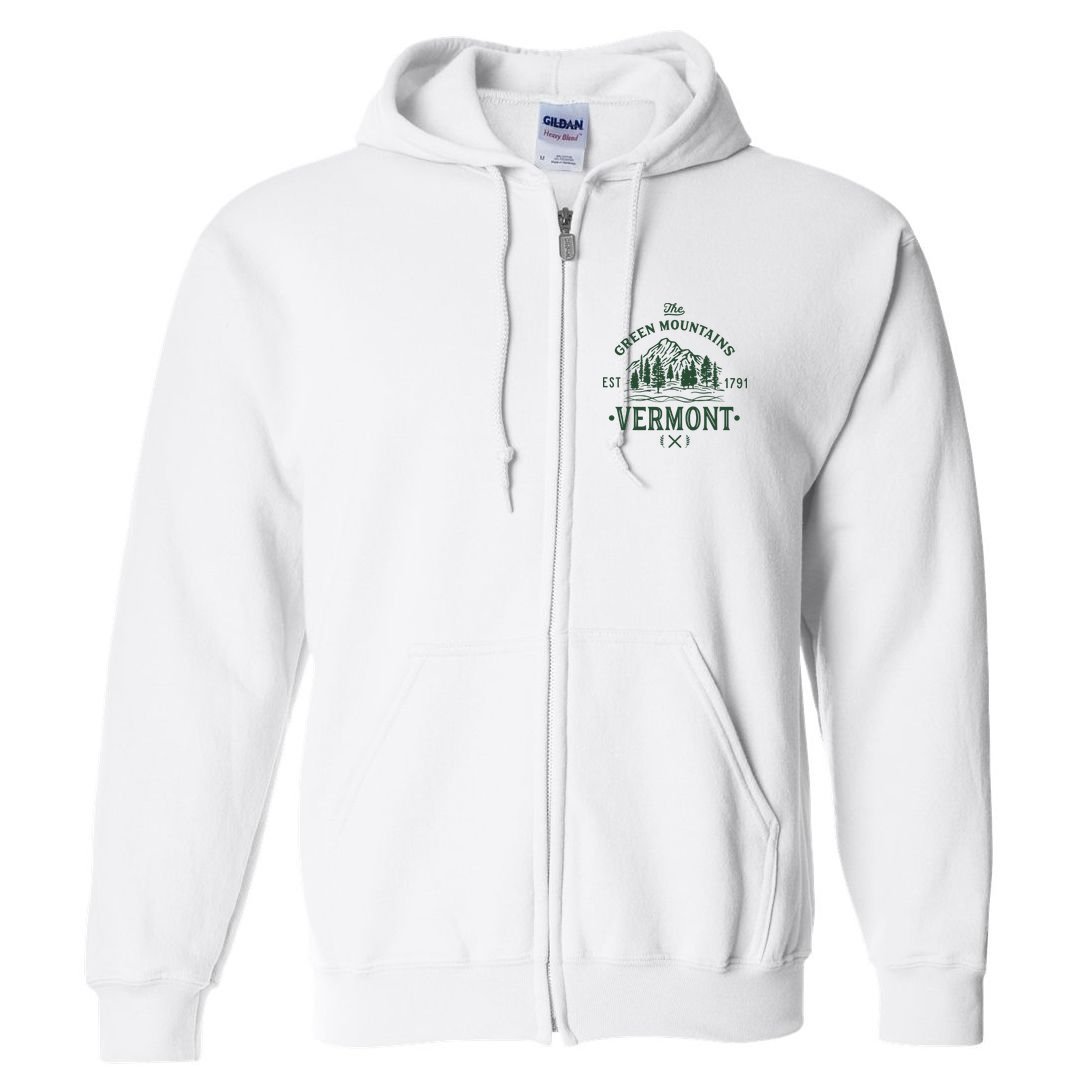 Green Mountains Vermont Vacation Full Zip Hoodie