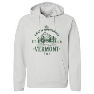 Green Mountains Vermont Vacation Performance Fleece Hoodie