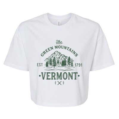 Green Mountains Vermont Vacation Bella+Canvas Jersey Crop Tee