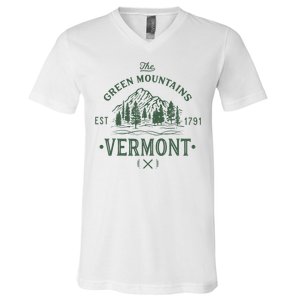 Green Mountains Vermont Vacation V-Neck T-Shirt