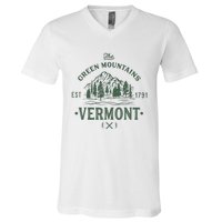 Green Mountains Vermont Vacation V-Neck T-Shirt