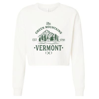 Green Mountains Vermont Vacation Cropped Pullover Crew