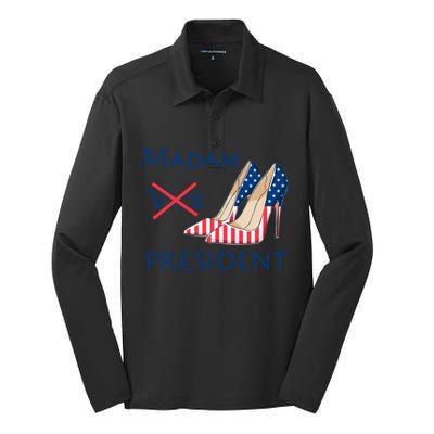 Ggt Madam Vice President Kamala Harris 2024 Election Support Cute Gift Silk Touch Performance Long Sleeve Polo