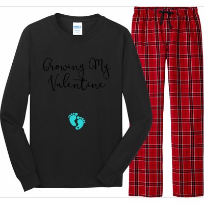 Growing My Valentine Valentines Day Pregnancy Announcet Gift Long Sleeve Pajama Set