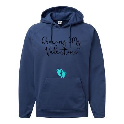 Growing My Valentine Valentines Day Pregnancy Announcet Gift Performance Fleece Hoodie