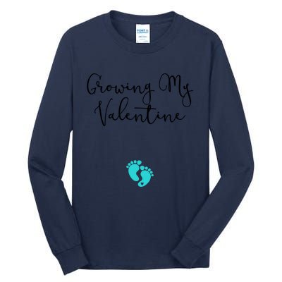 Growing My Valentine Valentines Day Pregnancy Announcet Gift Tall Long Sleeve T-Shirt