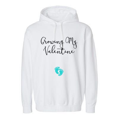 Growing My Valentine Valentines Day Pregnancy Announcet Gift Garment-Dyed Fleece Hoodie