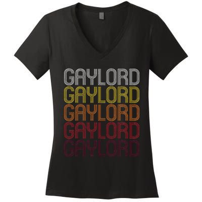 Gaylord Mn Vintage Style Minnesota Women's V-Neck T-Shirt