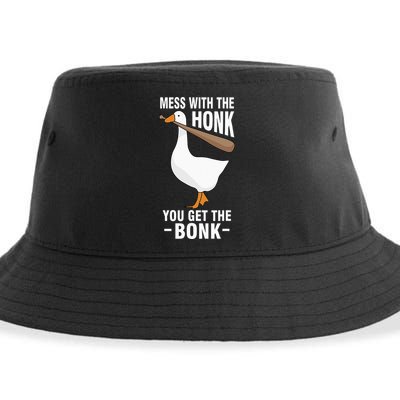 Goose Mess With The Honk You Get The Bonk Sustainable Bucket Hat