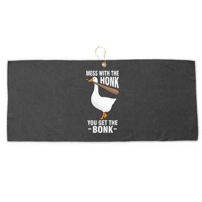Goose Mess With The Honk You Get The Bonk Large Microfiber Waffle Golf Towel