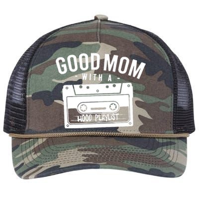 Good Mom With A Hood Playlist Retro Rope Trucker Hat Cap