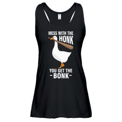 Goose Mess With The Honk You Get The Bonk Ladies Essential Flowy Tank