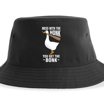 Goose Mess With The Honk You Get The Bonk Sustainable Bucket Hat