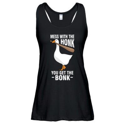 Goose Mess With The Honk You Get The Bonk Ladies Essential Flowy Tank