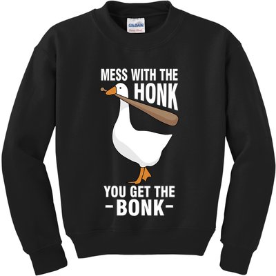 Goose Mess With The Honk You Get The Bonk Kids Sweatshirt